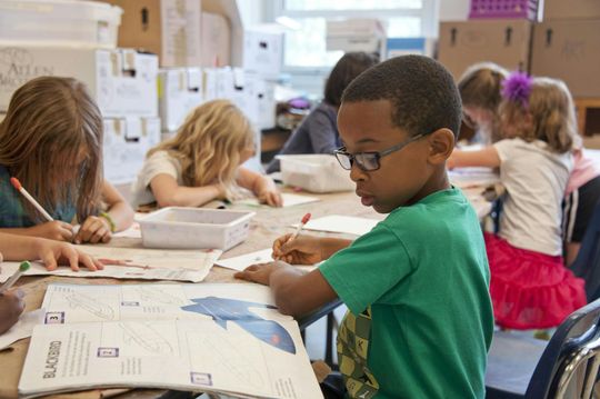 Students learning together in a classroom